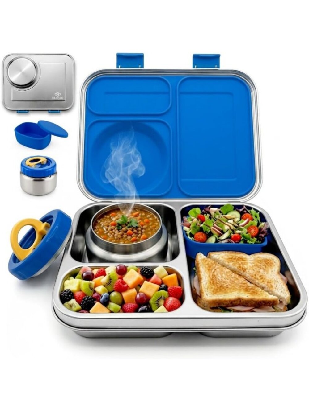 Leak-Resistant Stainless Steel Bento Lunch Box & Insulated Food Jar - 3